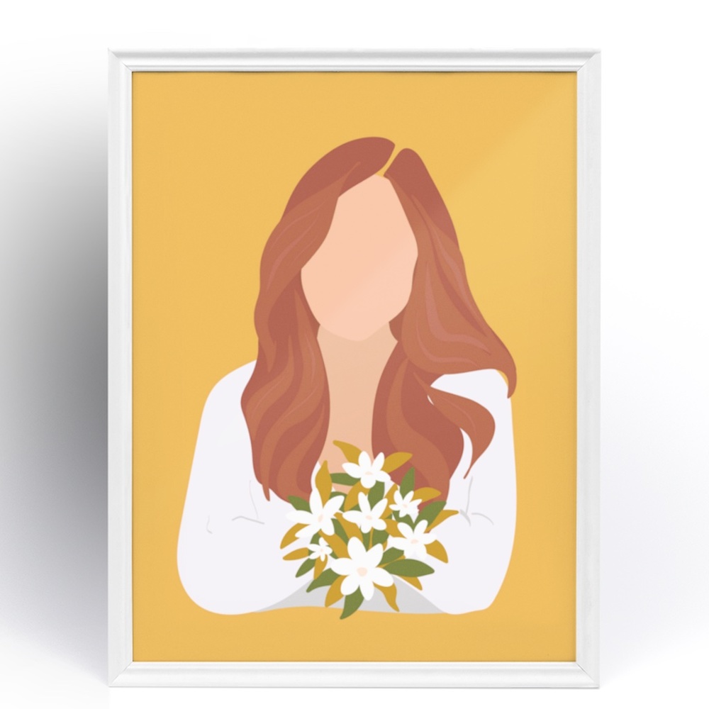 Wall Art Boho Woman Print Illustration Unframed - Picture 6 of 14